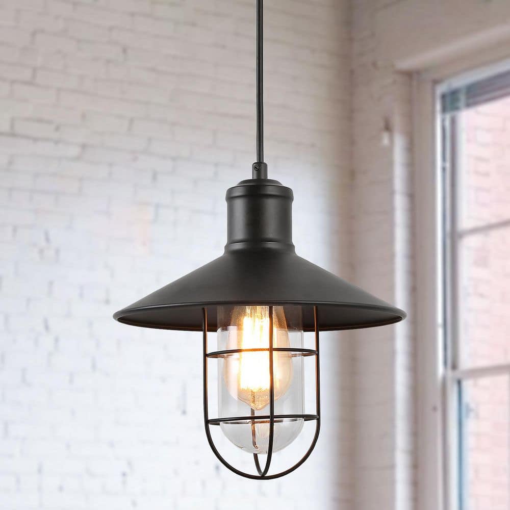 Matte Black Metal Cage Mini Pendant Light
