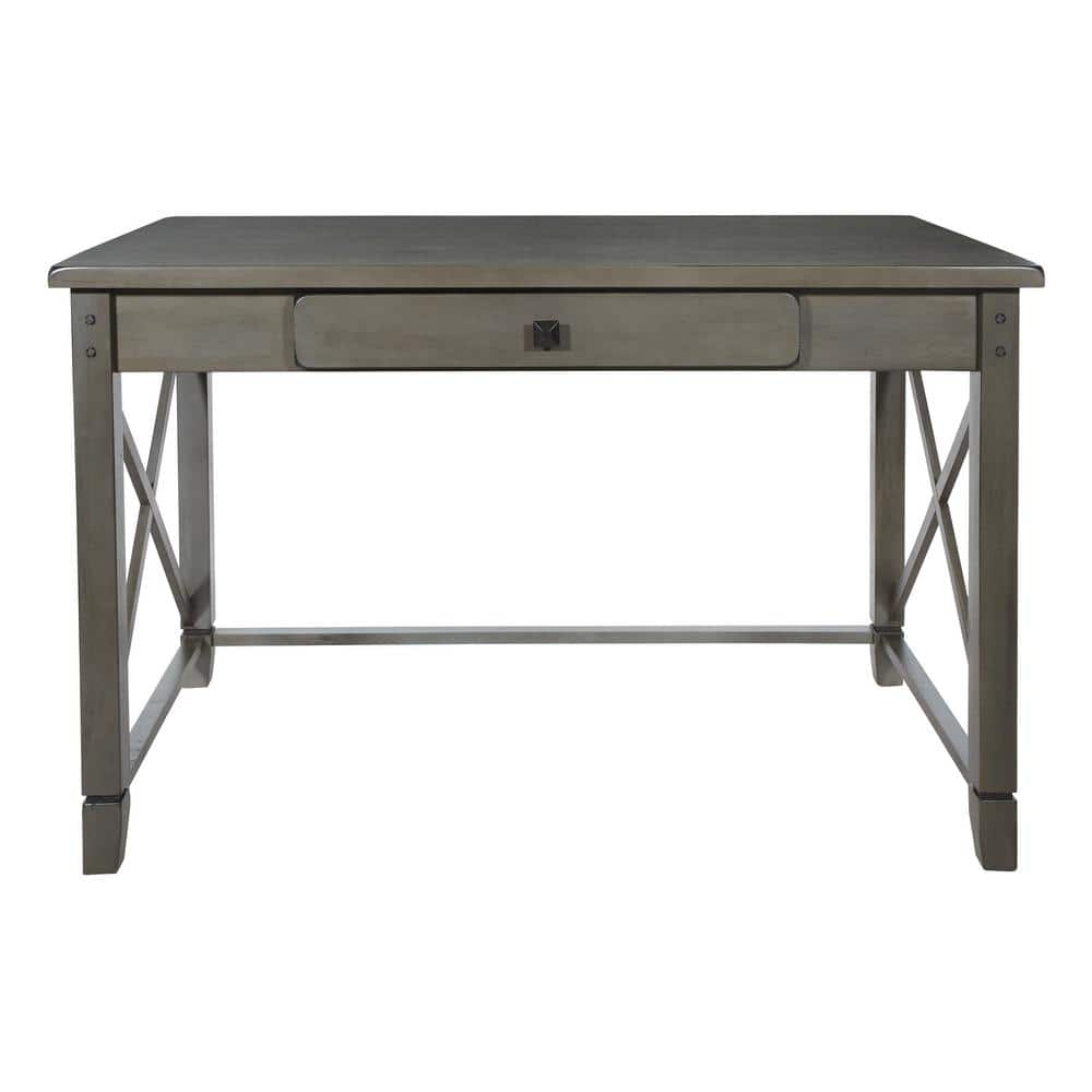 Hillsboro Rustic Farmhouse Gray Wash Solid Wood Writing Desk with Drawer