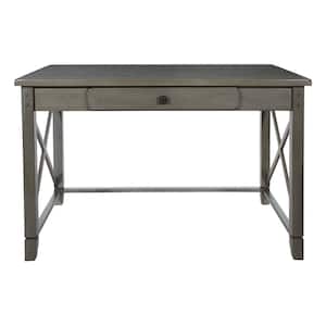 49 in. Rectangular Gray Wash 1 Drawer Writing Desk with Solid Wood Material
