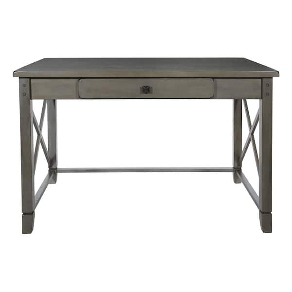 OSP Home Furnishings 49 in. Rectangular Gray Wash 1 Drawer Writing Desk with Solid Wood Material
