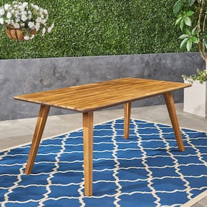 Downey 71 in. Teak Brown Wood Outdoor Dining Table