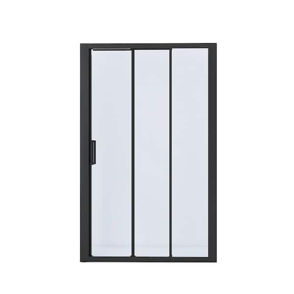48 in. W x 70 in. H Sliding Framed Shower Door in Matte Black Finish with Clear Glass