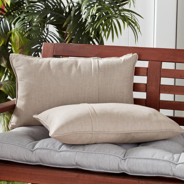 Sunbrella Cast Ash Rectanlge Outdoor Throw Pillow with Pleat (2-Pack)