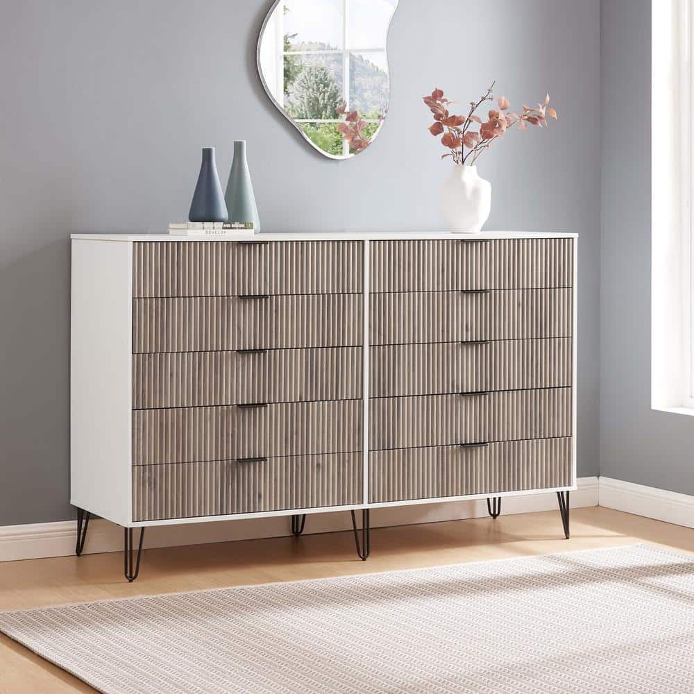 White and Grey Double Dresser with Soft Close Drawers