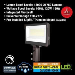 400-Watt Equivalent Bronze Integrated LED Flood Light Adjustable 13000-21750 Lumens and CCT with Photocell
