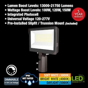 400-Watt Equivalent Bronze Integrated LED Flood Light Adjustable 13000-21750 Lumens and CCT with Photocell