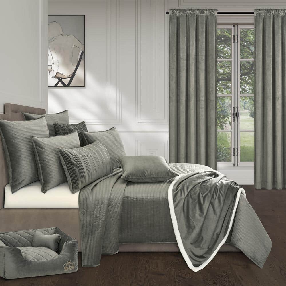 Charcoal Wavy Texture Polyester Lumbar Pillow Cover