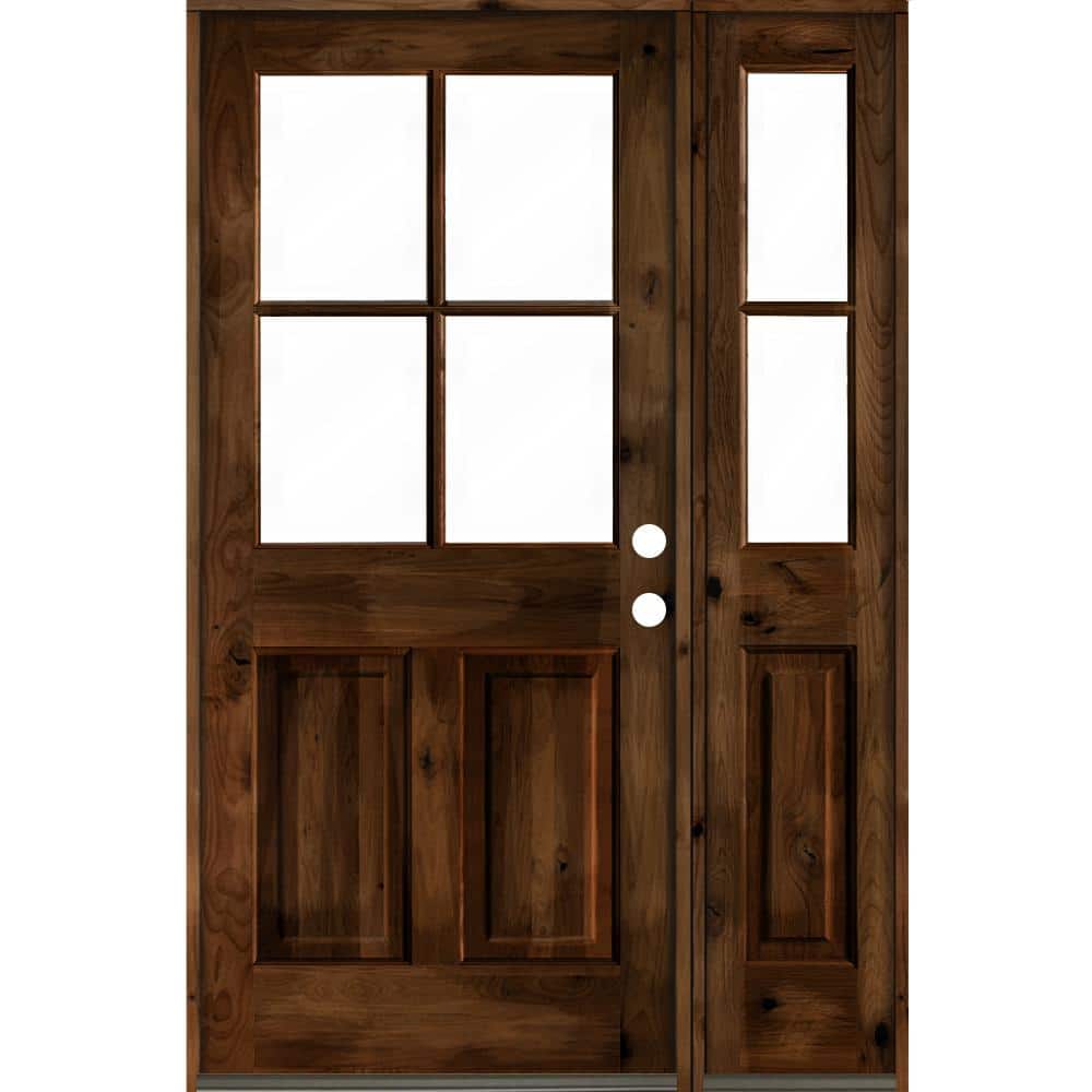 46 in. x 80 in. Alder Left-Hand/Inswing 4-Lite Clear Glass Provincial Stain Wood Prehung Front Door/Right Sidelite price history on PriceWatchPro