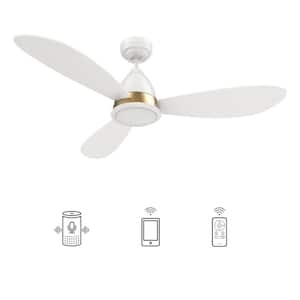 Fayette 52 in. Integrated LED Indoor/Outdoor White Smart Ceiling Fan with Light and Remote, Works with Alexa/Google Home