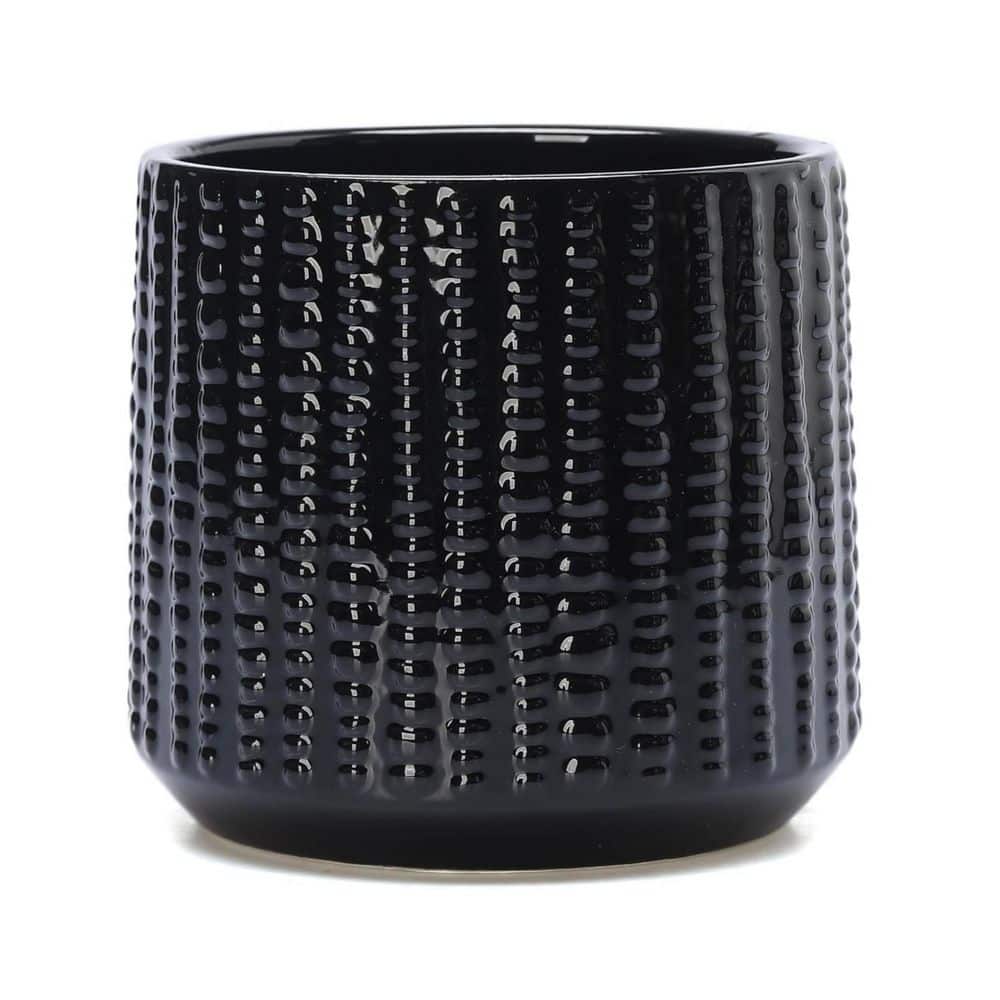 Black Ceramic Indoor/Outdoor Planter (5 in. W x 5 in. H