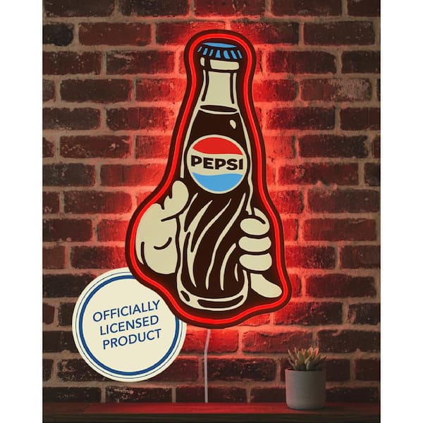American Art Decor 20 in. x 12 in. Brown Licensed Pepsi Bottle LED