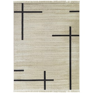 Reiss Cream 5 ft. x 7 ft. Striped Area Rug