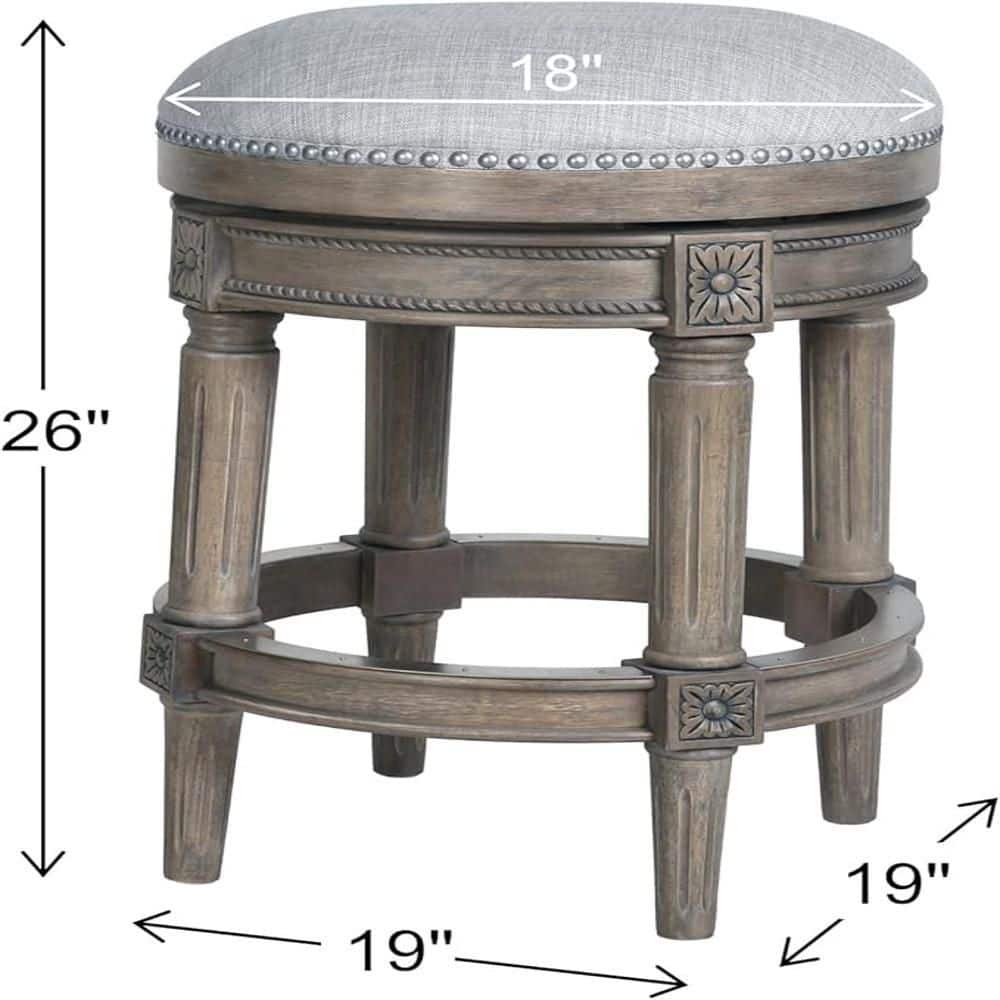Chapman 26" Gray Wood Backless Swivel Bar Stool