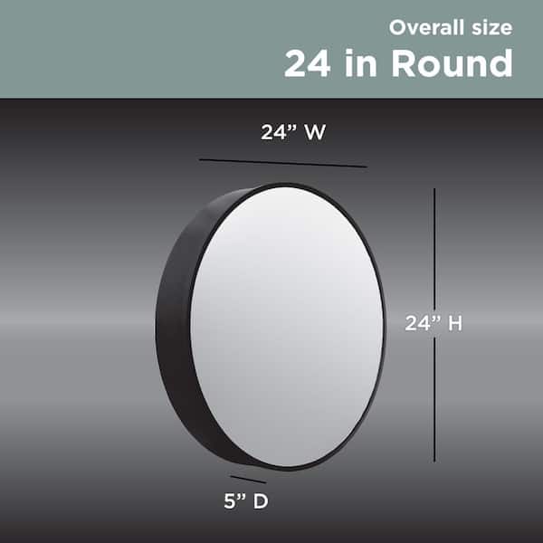 Glacier Bay 23.6 in. W x 23.6 in. H Round Matte Black Medicine Cabinet with Mirror