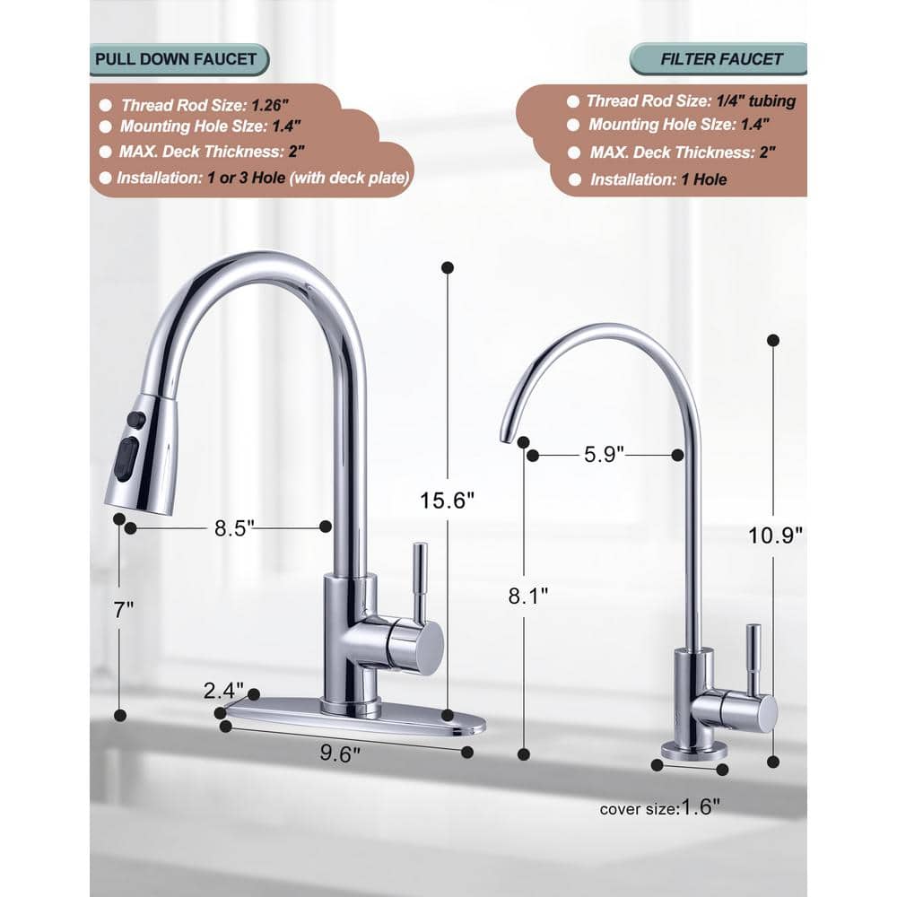 Polished Chrome High-Arc Kitchen Faucet with Pull-out Spray