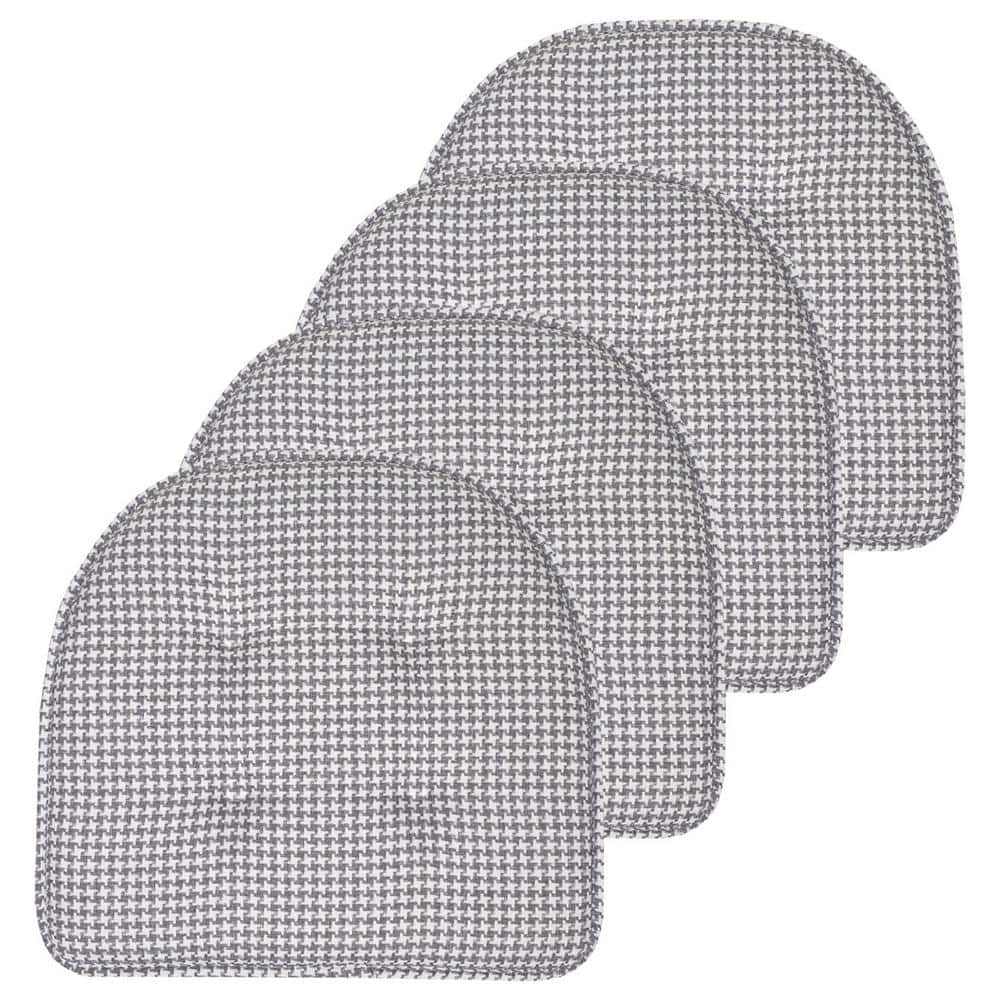 Gray Houndstooth Memory Foam U-Shaped Dining Chair Cushions Set of 6