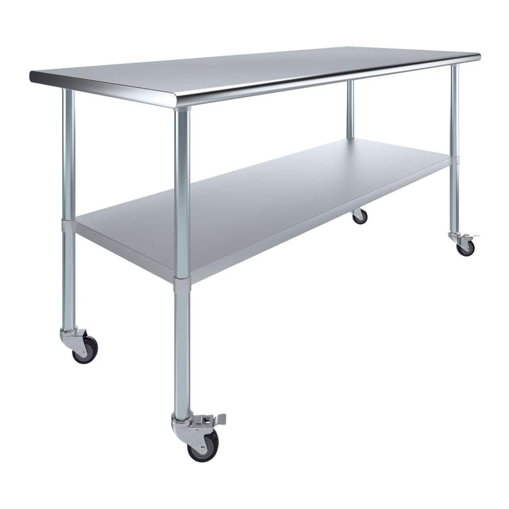 30 x 72 Stainless Steel Work Table with Undershelf and Casters