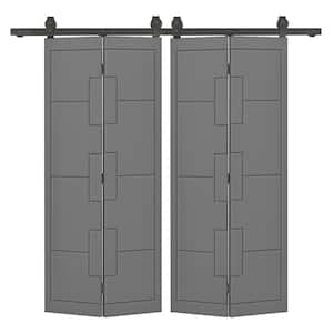 CALHOME 48 in. x 80 in. Light Gray Painted MDF Composite Modern Bi-Fold ...