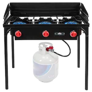 3 Gas Propane Burner Stove, Cast Iron Portable Stove with Removable Legs