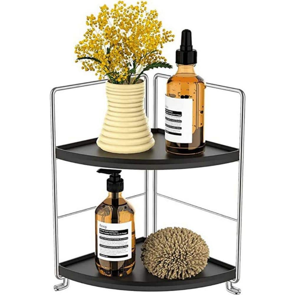 Dyiom Bathroom Organizer with Basket, 2-Tier Bathroom Countertop Storage Shelf, Bathroom Counter Organizer, White