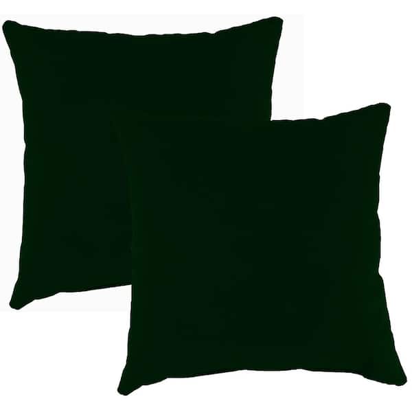Jordan Manufacturing 16 in. L x 16 in. W x 7 in. T Square Outdoor Throw Pillow in Forest Green (2-Pack)