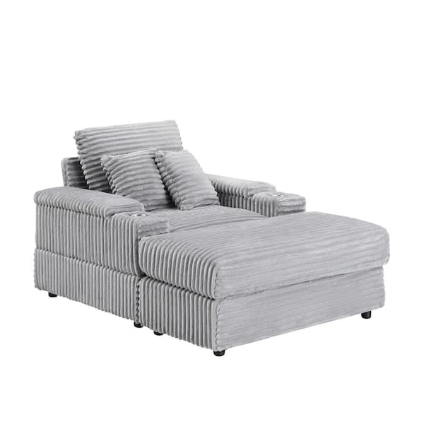 Z-joyee 72.8 in. Gray Velvet Futon Sofa Sleeper with 2-Pillows