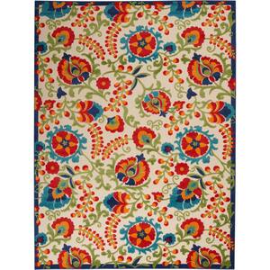 Aloha Multicolor 7 ft. x 10 ft. Floral Modern Indoor/Outdoor Area Rug