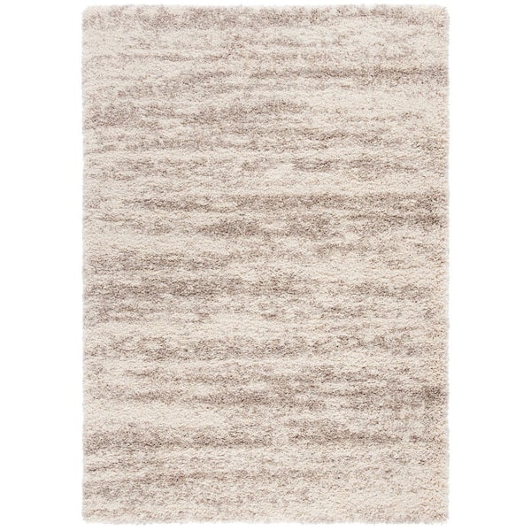 Hudson Shag Ivory/Beige 2 ft. x 3 ft. Marble Area Rug