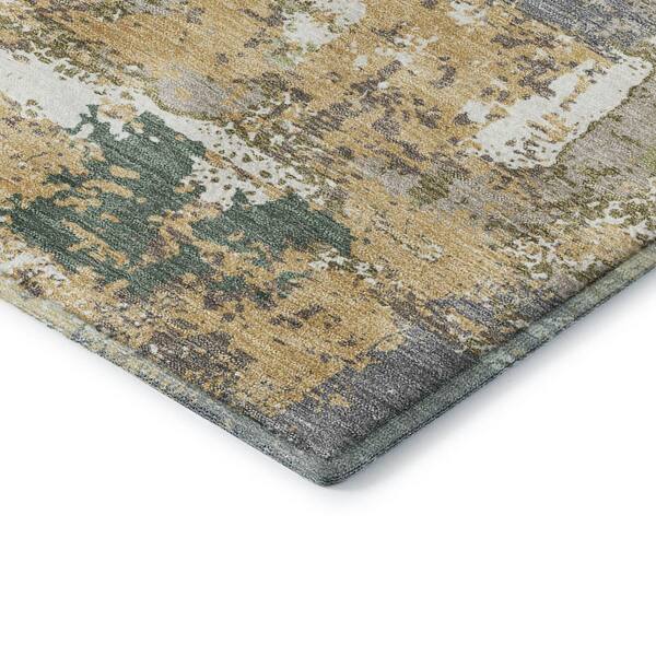 Mayfield Premium Machine Washable Abstract AMF2212 Ivory 8 ft. x 8 ft. Round Rug