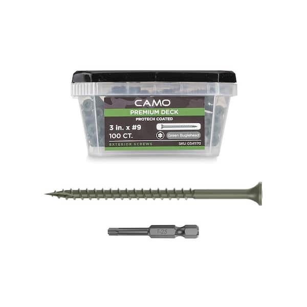 CAMO 3 in. #9 Green Star Drive Exterior Bugle Head Wood Deck Screws (100-Count)