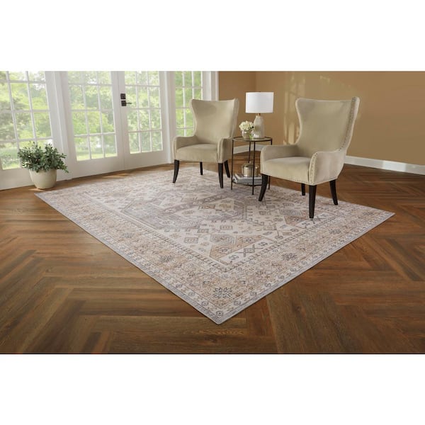 Harmony Global Sand 6 ft. x 9 ft. Indoor Machine Washable Area Rug