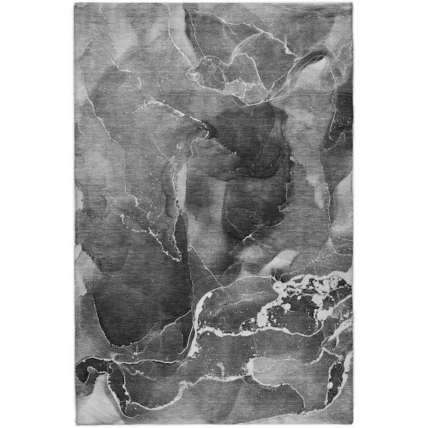 Dream Shag Premium Machine Washable Abstract ADS503 Gray 9 ft. x 12 ft. Area Rug