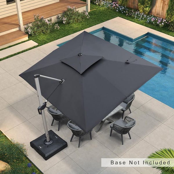 PURPLE LEAF 9 ft. x 11 ft. All-aluminum 360° Rotation Silvery Cantilever Outdoor Patio Umbrella in Gray