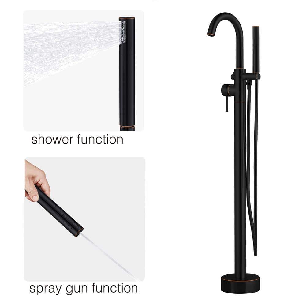 Oil Rubbed Bronze Freestanding Tub Filler with Hand Shower