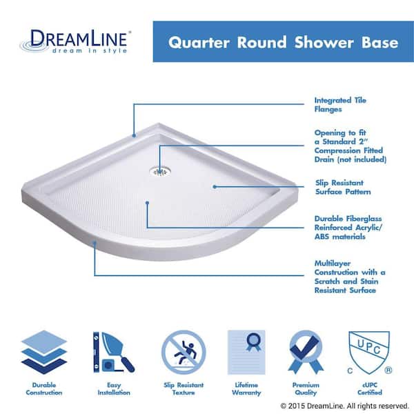 SlimLine 33 in. x 33 in. Quarter Round Shower Base in White
