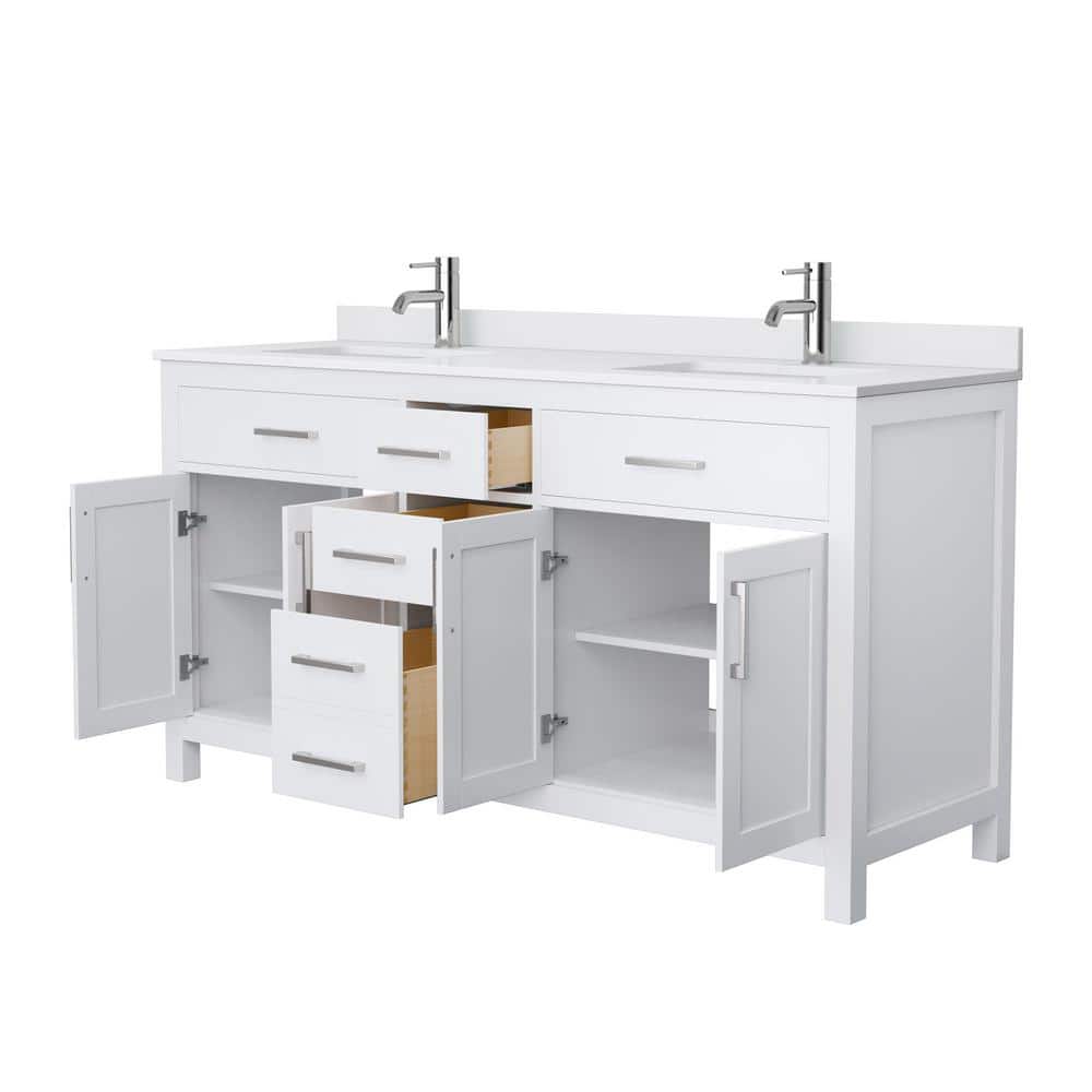 Beckett Freestanding 66'' White Double Vanity with Cultured Marble Top