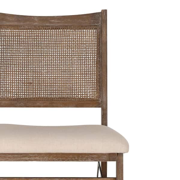 Linon Bennett Natural Folding Chair With Woven Rope Back And Linen Uph - View #5