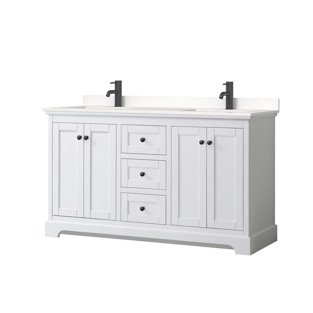 Wyndham Collection Avery 60 in. W x 22 in. D x 35 in. H Double Bath ...