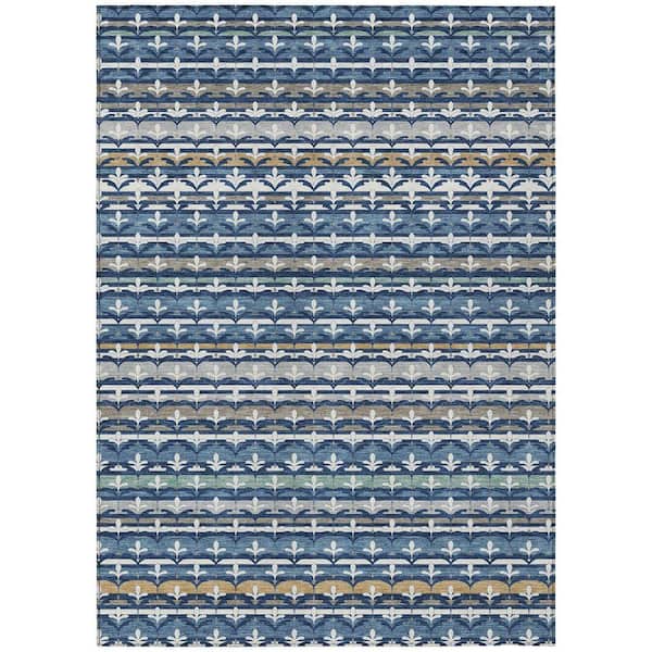 Chantille Machine Washable Indoor/Outdoor Abstract ACN2479 Navy 8 ft. x 10 ft. Area Rug