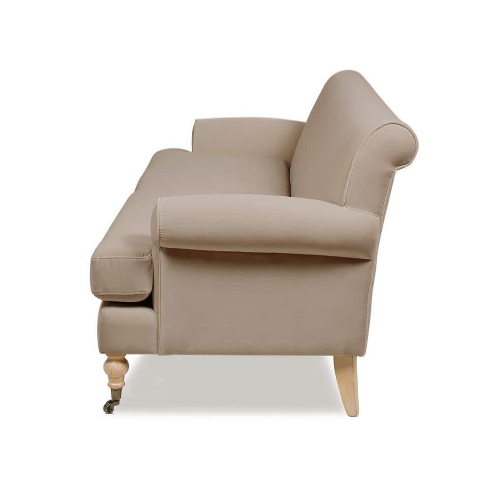 Mink Beige Velvet Lawson Sofa with Rolled Arms
