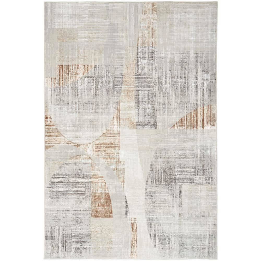 Gray Abstract Synthetic 5'3" x 7'3" Area Rug