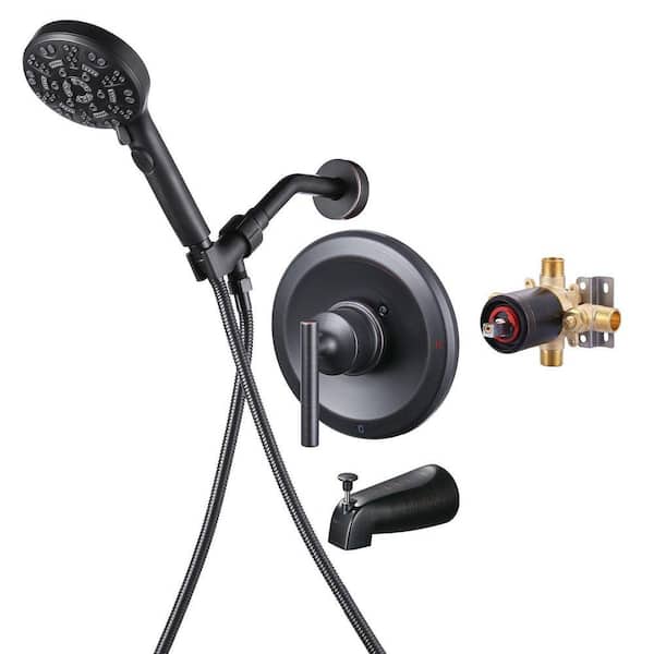 Wall-Mounted Single-Handle 7-Spray Tub and Shower Faucet 1.8 GPM in Oil Rubbed Bronze Valve Included