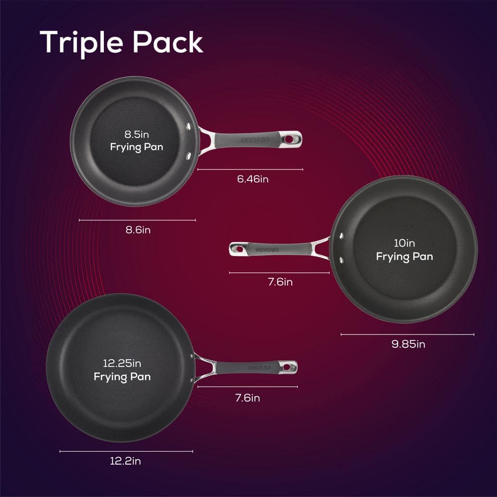 Circulon Radiance Gray Hard-Anodized Nonstick Frying Pan Set, 3-Piece