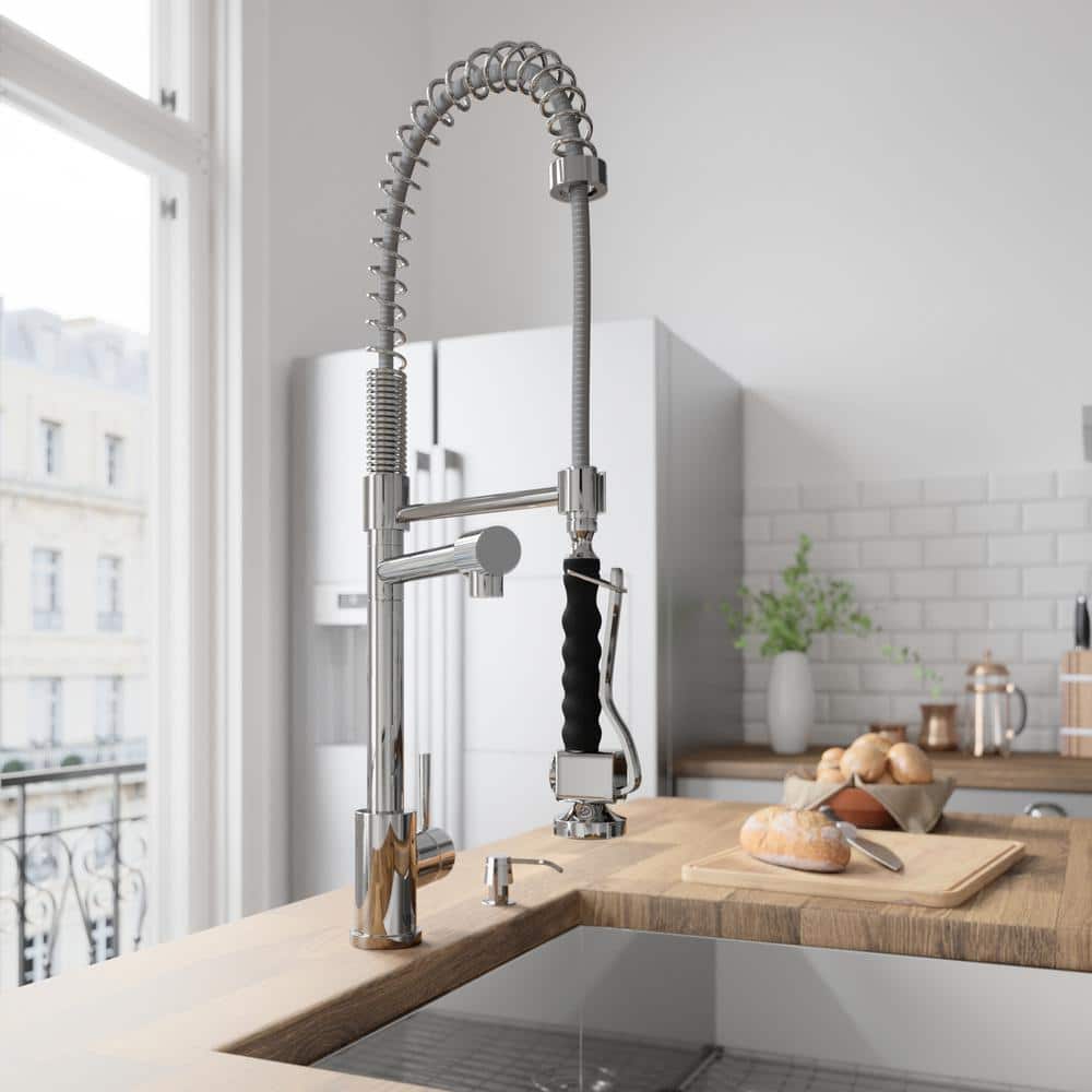 Zurich 27" Chrome Brass Pull-Down Kitchen Faucet