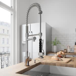 Zurich Single Handle Pull-Down Sprayer Kitchen Faucet Set with Soap Dispenser in Chrome