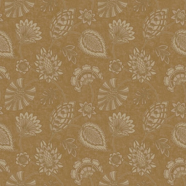 Unbranded Elegance Collection Gold Flower Fan Sheen Finish Non-Pasted Non-Woven Wallpaper Roll