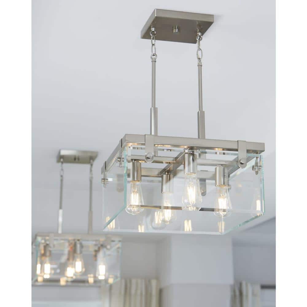 Modern Glayse 16.75" Brushed Nickel Beveled Glass Light Fixture