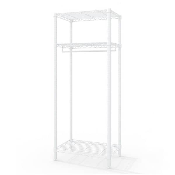 Clothes Rack, Metal Free Standing Garment Rack, Adjustable Clothing with 4 Sturdy Rods and 3 Storage Shelves