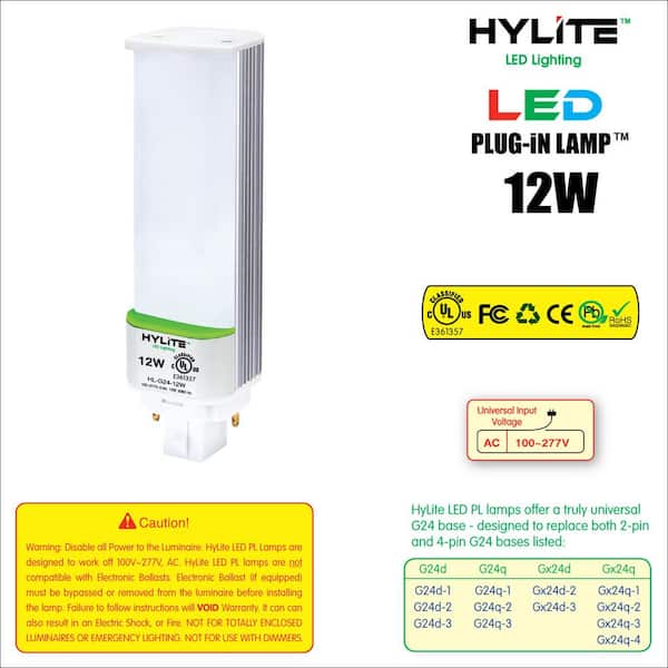 Express Milliard genopretning Hy-Lite 12W PL LED Lamp 32W/42W CFL Equivalent 3500K 1360 Lumens Ballast  Bypass 120-277V UL Listed (10-Pack) HL-G24-12W-35K - The Home Depot