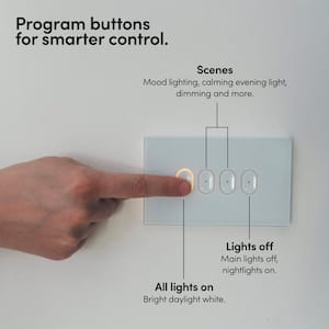 1-Pole 4-Buttons Smart Wi-Fi Touch Light Switch, White, Works with Alexa/Hey Google/HomeKit/Siri